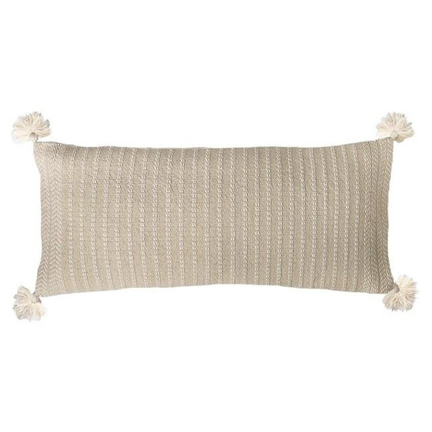 Cotton Peking Handicraft 24PK974C35OB Gideon Poly Filled Decorative Throw Pillow Oyster 35-inch Length 